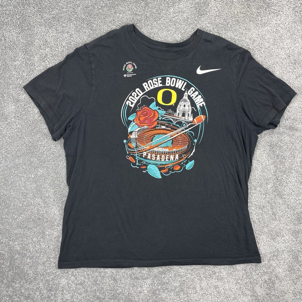 Oregon Ducks Shirt Mens Extra Large Black 2020 Rose Bowl Game Nike Tee Crew Neck